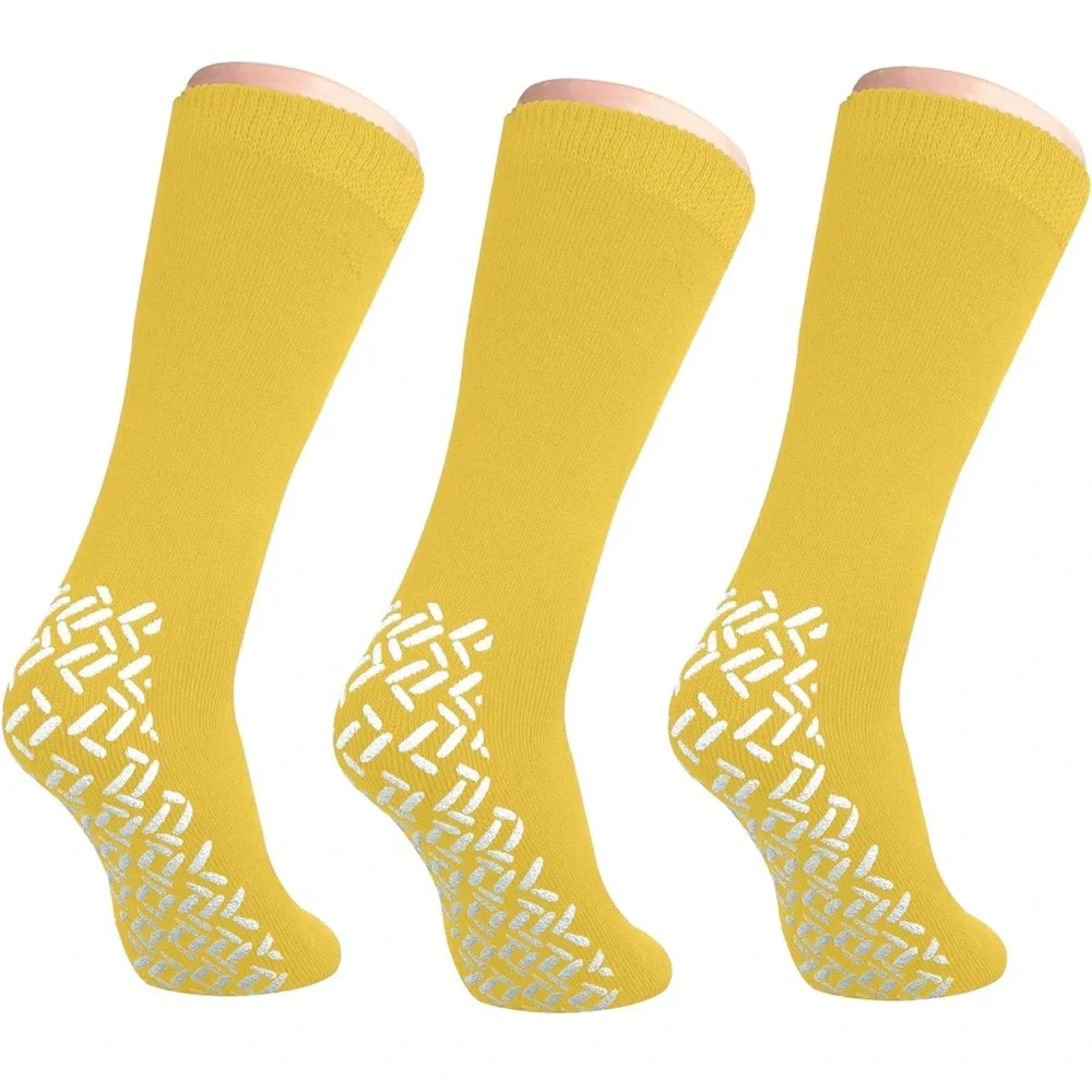 LSL One Pair New Yellow Traction Socks in Package Unisex Will Fit Most Feet xxl